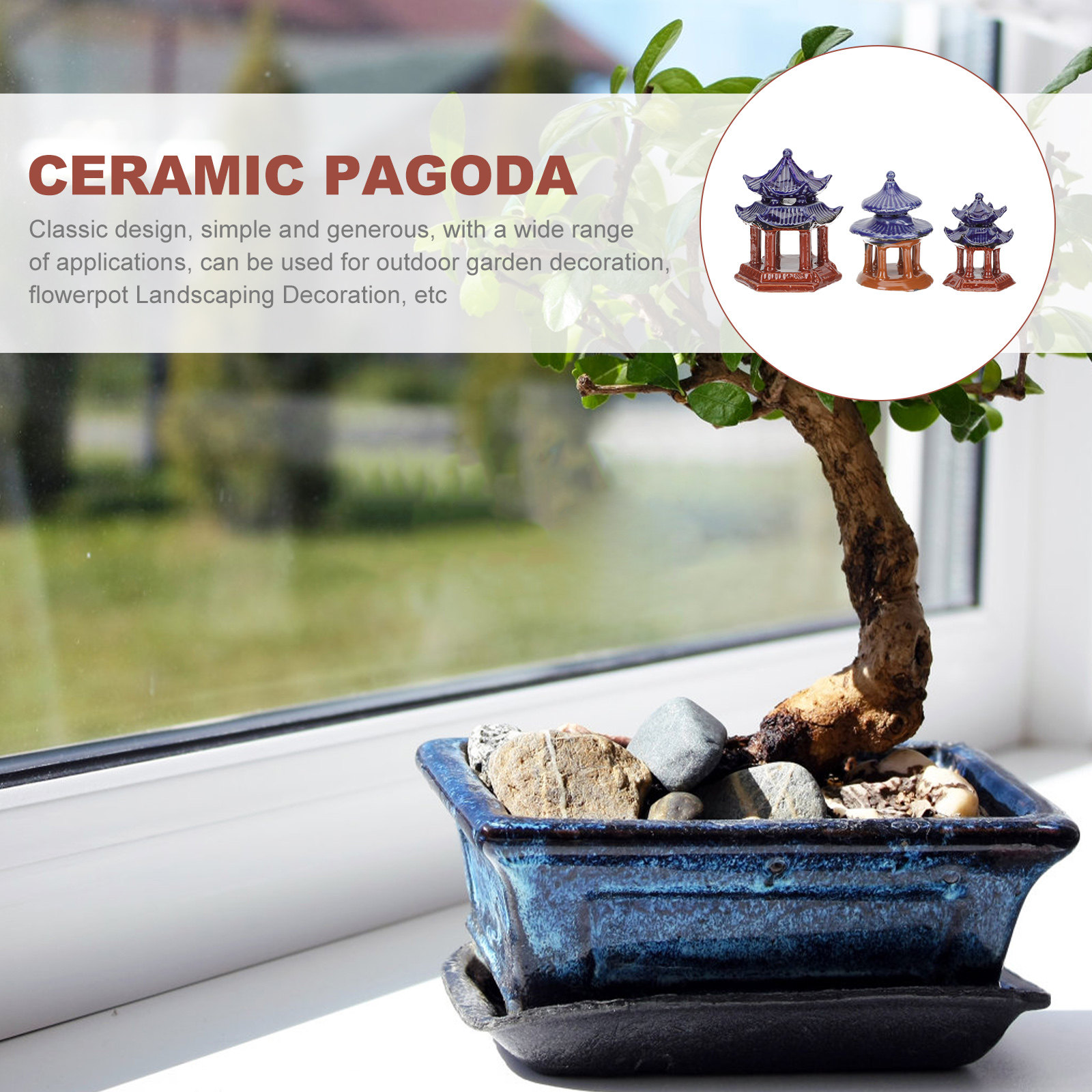 3Pcs Ceramic Pavilion Miniatur - Aquarium Decor ulasan dan harga